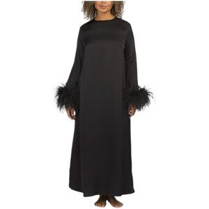 SLEEPER Suzi Maxi Lounge Dress With Detachable Feather Cuffs